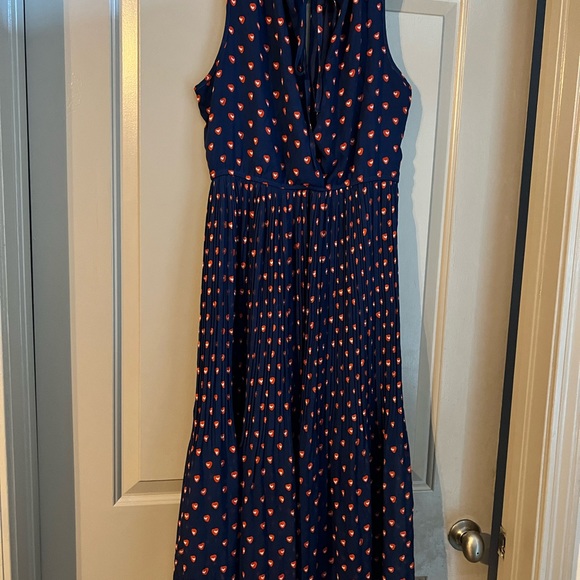 Macys, Madison Jules Accordion style Dress navy with red and white hearts sz L - Picture 4 of 4